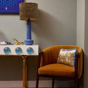 Sierkussen -Touch of Gold- +Lichtblauw