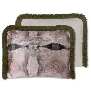 sierkussen - palm pink - + mosgroen